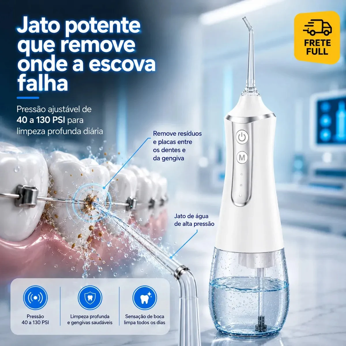 Irrigador Oral Portátil Indue Variedades 300 mL com 5 Bicos
