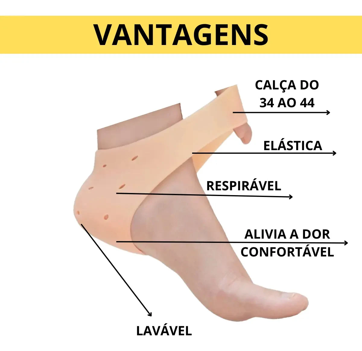 Kit com 2 Pares de Protetores de Calcanhar em Silicone PE