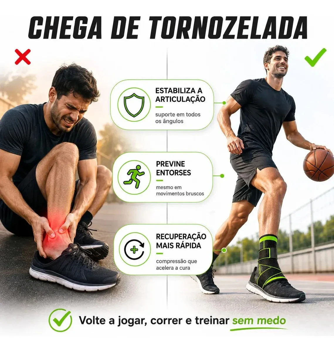 Kit 2 Tornozeleiras Sportwag com Velcro