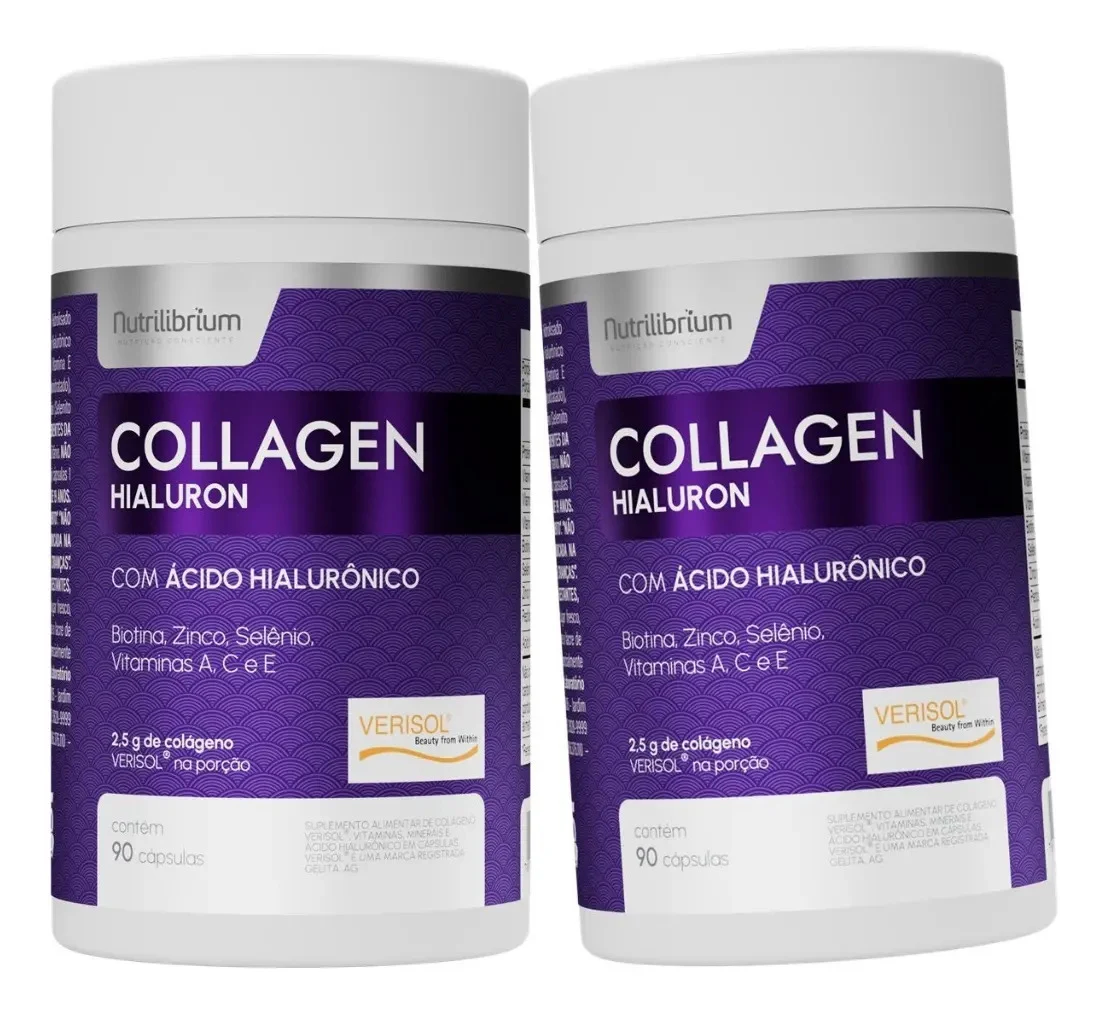 Kit 2 Colágenos Nutrilibrium Verisol com Ácido Hialurônico em Cápsulas