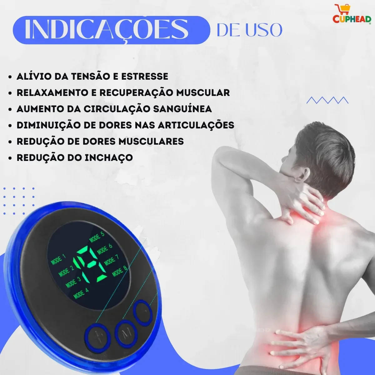 Kit 3 Massageadores Portáteis Recarregáveis Cuphead CH-8554 Bivolt