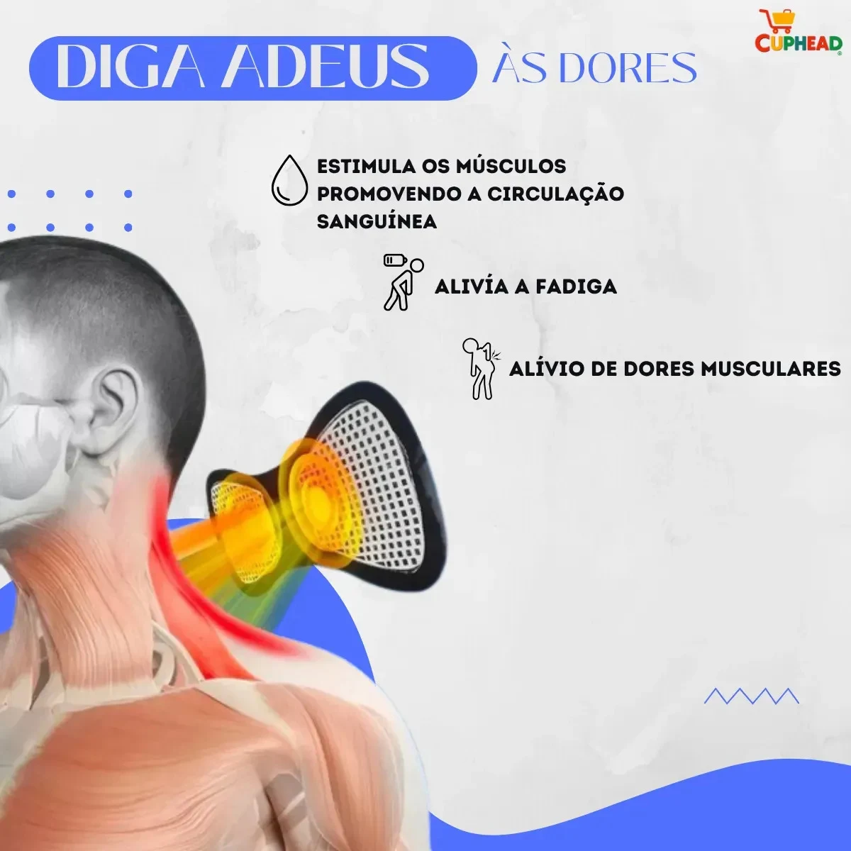 Kit 3 Massageadores Portáteis Recarregáveis Cuphead CH-8554 Bivolt