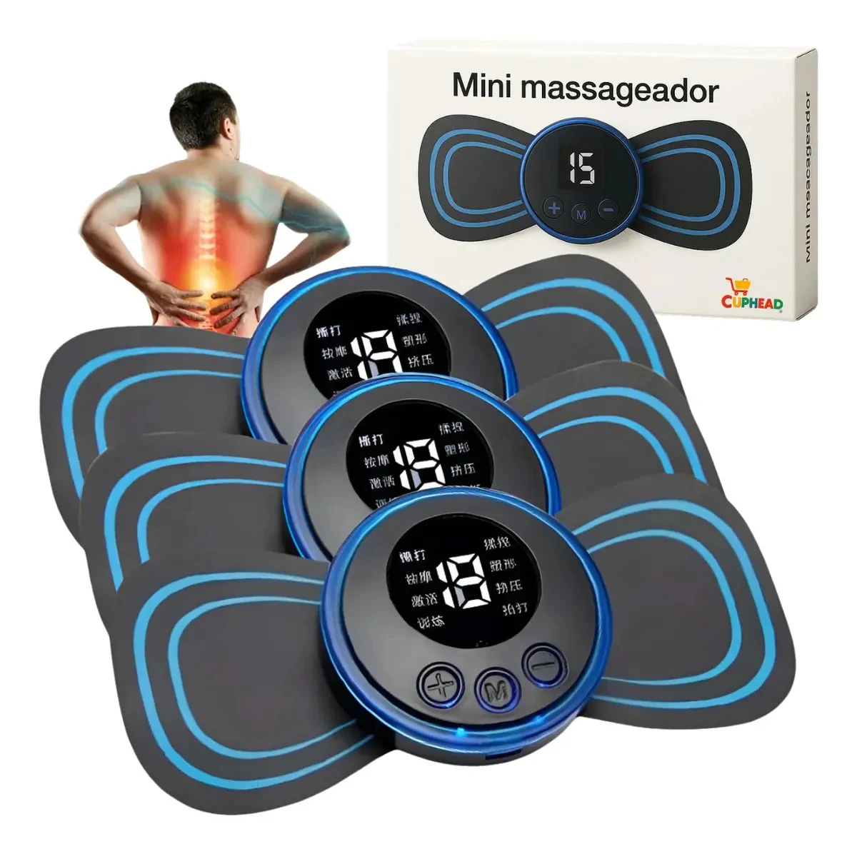 Kit 3 Massageadores Portáteis Recarregáveis Cuphead CH-8554 Bivolt