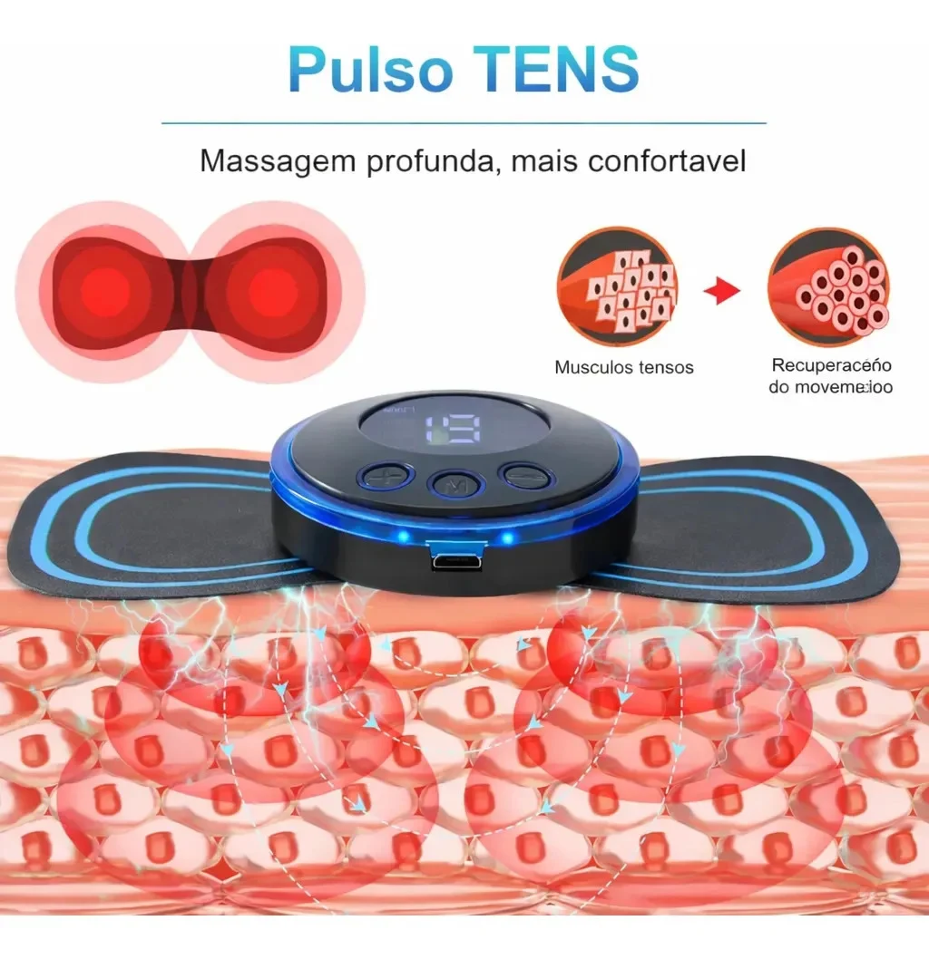 Kit 4 Massageadores Musculares EMS Recarregáveis com 19 Intensidades