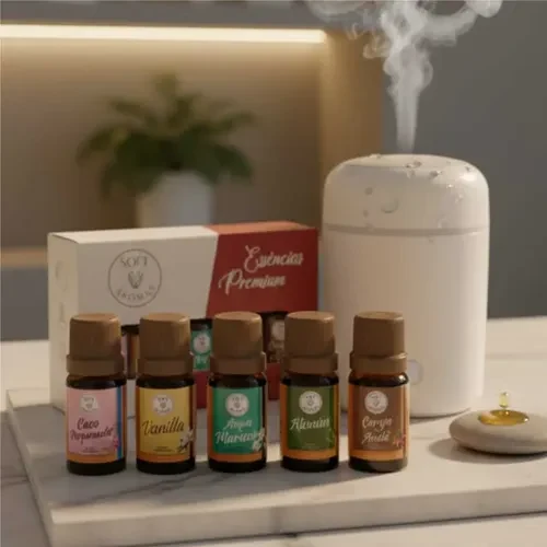 Kit Box Com 5 Essências E Umidificador / Aromatizador De Ar Aleatória 127/220v