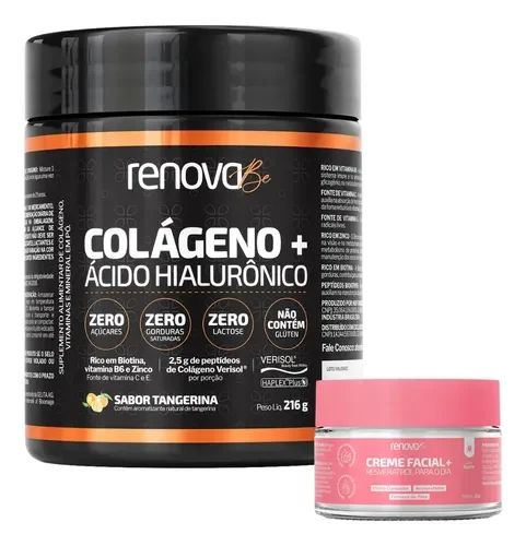 Kit Colágeno Renova Be 216 g com Creme Facial Resveratrol Dia 30 g