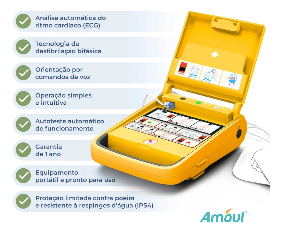 Kit Completo Desfibrilador Portátil DEA I3 + Bolsa + Armário