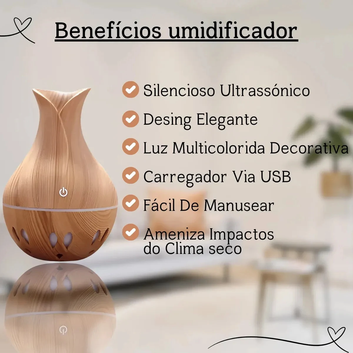 Kit Umidificador Purificador De Ar Aromatizador Lad + Aroma Cor Kit N-10