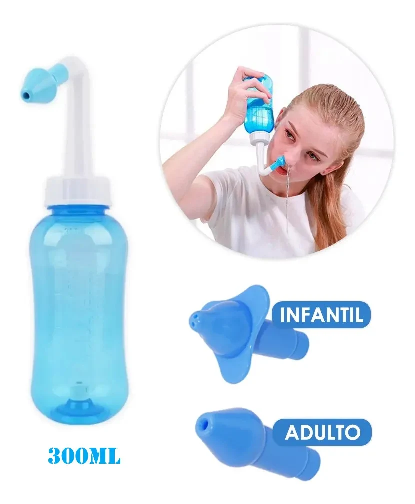 Lavador Nasal 300 mL Azul-Celeste com 2 Bicos