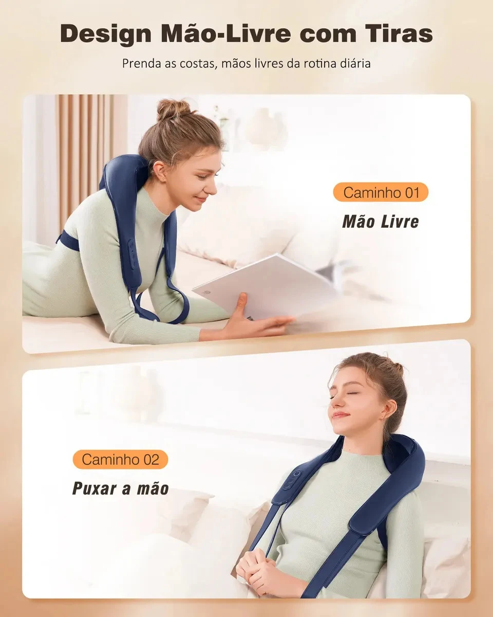Massageador Cervical Shiatsu Knqze KNB1 para Ombros e Lombar Azul-Marinho