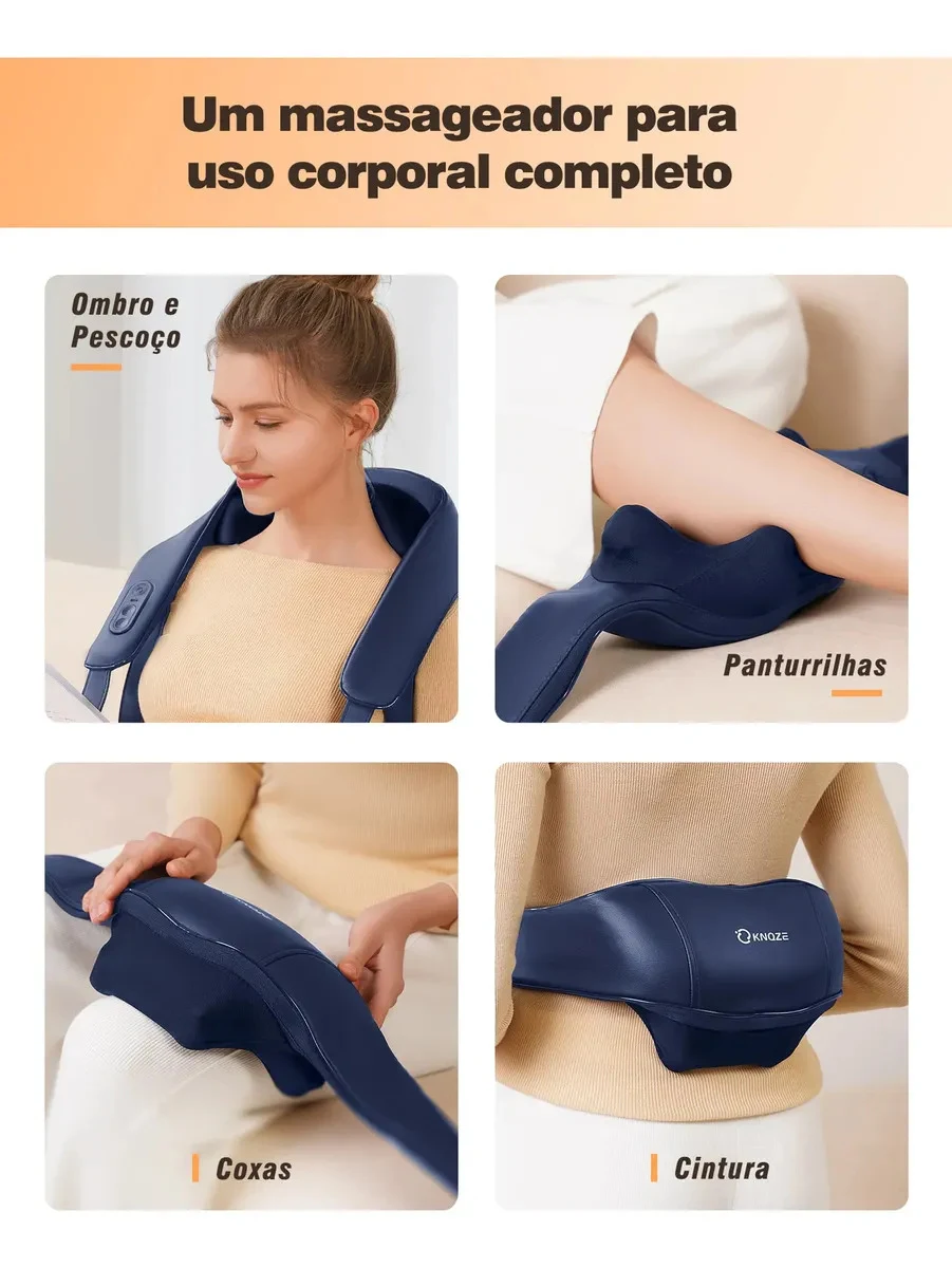 Massageador Cervical Shiatsu Knqze KNB1 para Ombros e Lombar Azul-Marinho