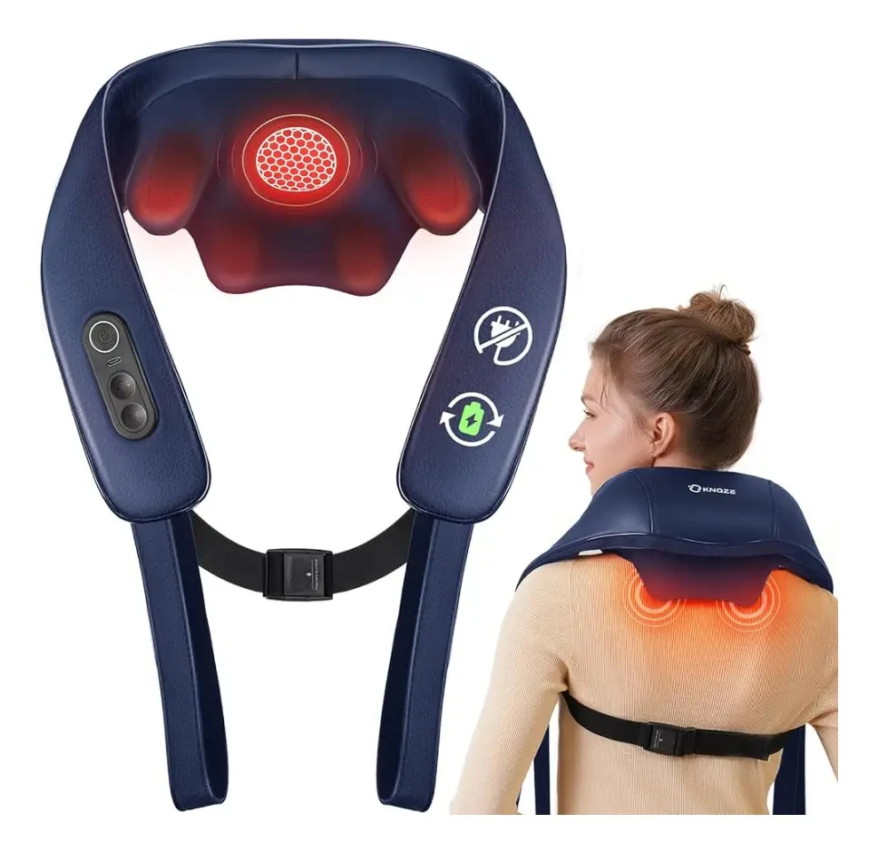 Massageador Cervical Shiatsu Knqze KNB1 para Ombros e Lombar Azul-Marinho
