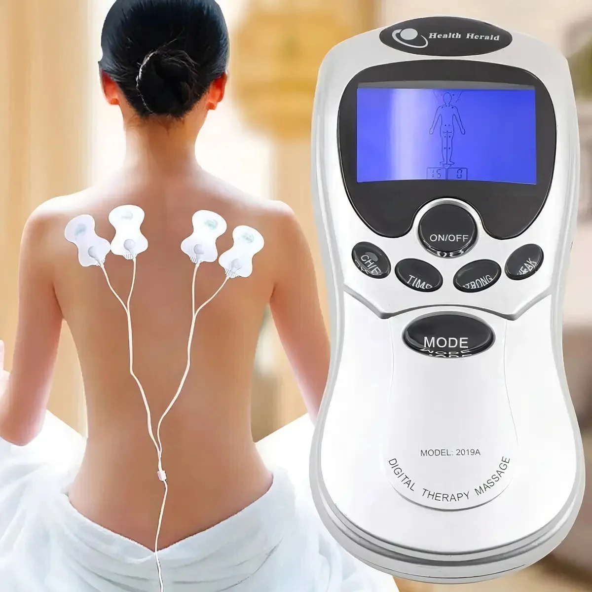 Eletroestimulador TENS Massageador Choquinho Eletro 15 Intensidades Branco