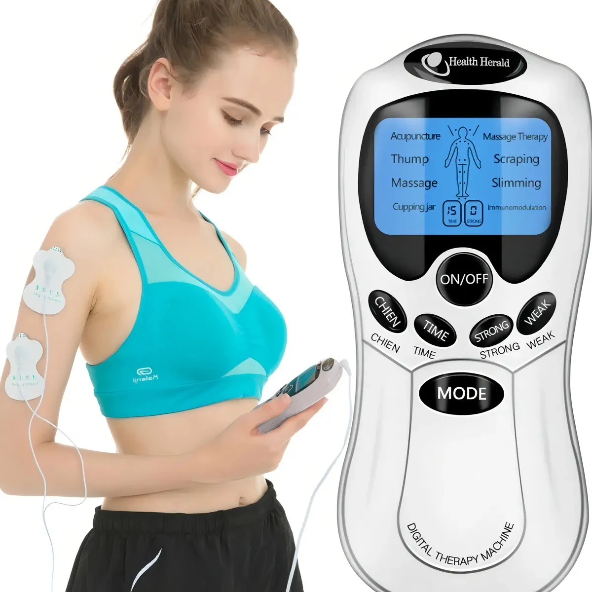 Eletroestimulador TENS Massageador Choquinho Eletro 15 Intensidades Branco