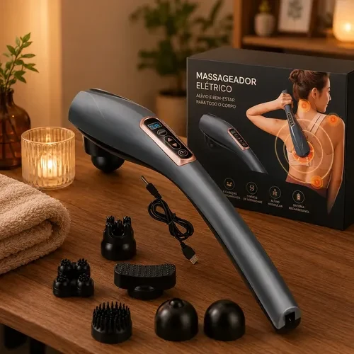 Massageador Elétrico Miofascial 6 em 1 com Cabo Longo Cinza-Escuro