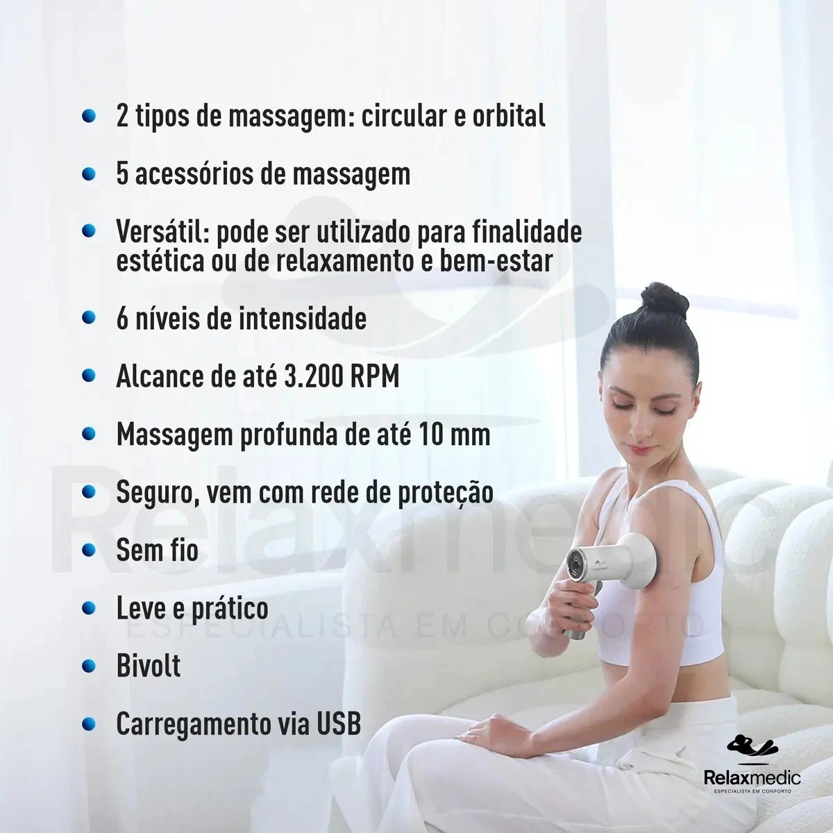 Massageador Elétrico Portátil Relaxmedic Orbit Touch Sem Fio