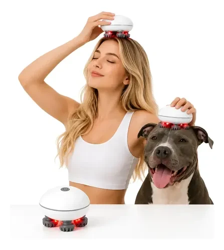 Massageador Elétrico Portátil para Couro Cabeludo, Corpo e Pets Branco