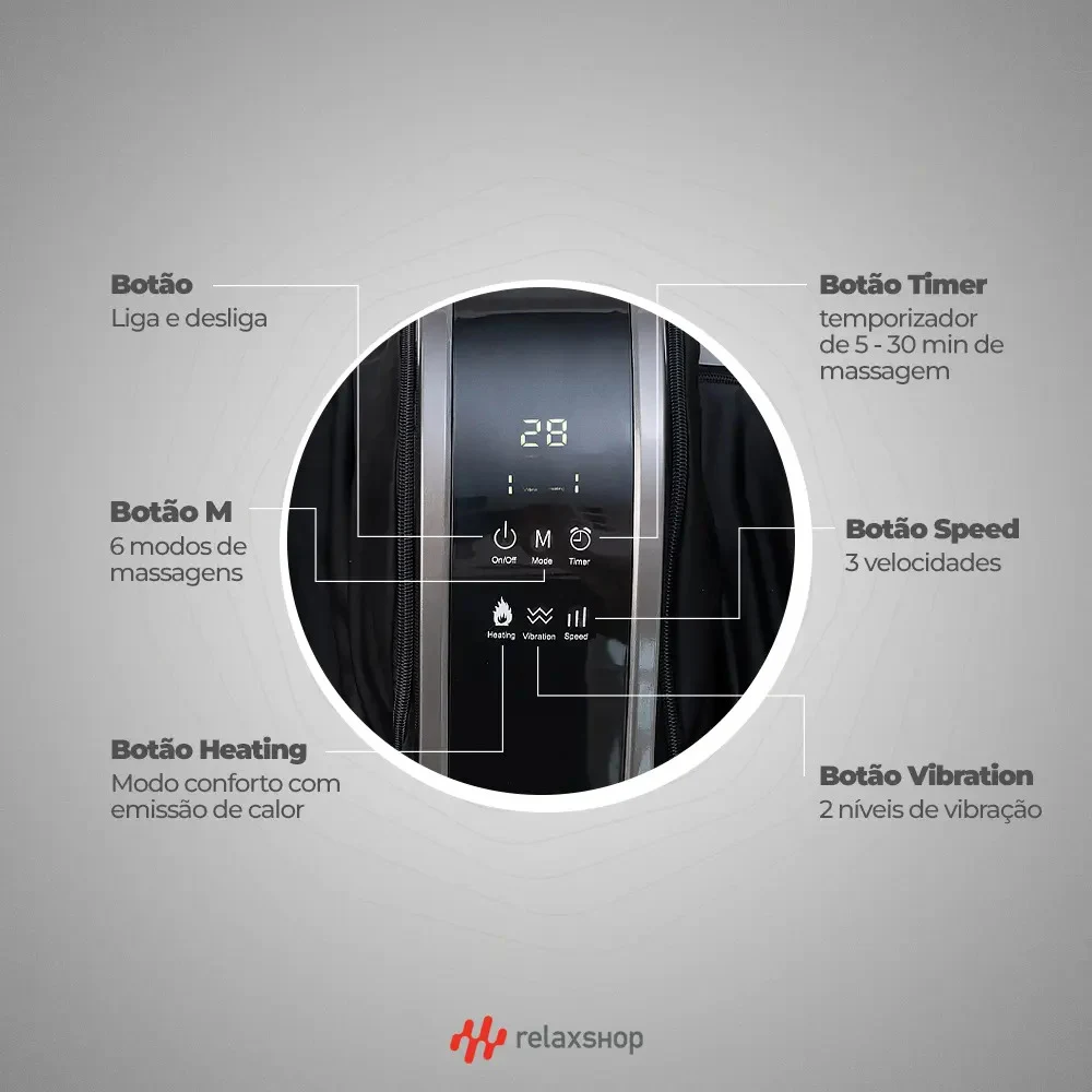 Massageador de Pernas e Pés Relaxshop Foot Massager Bivolt