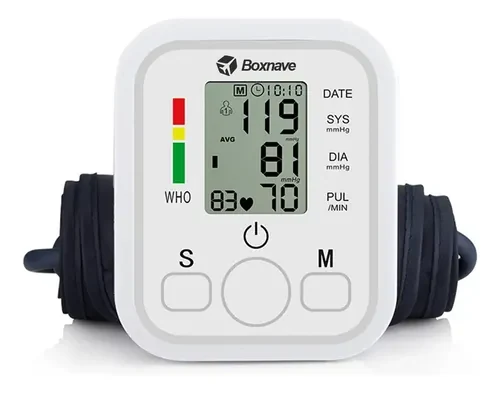 Medido De Presão Arterial De Braço Digital Boxnave Com Indicador De Arritmia Branco