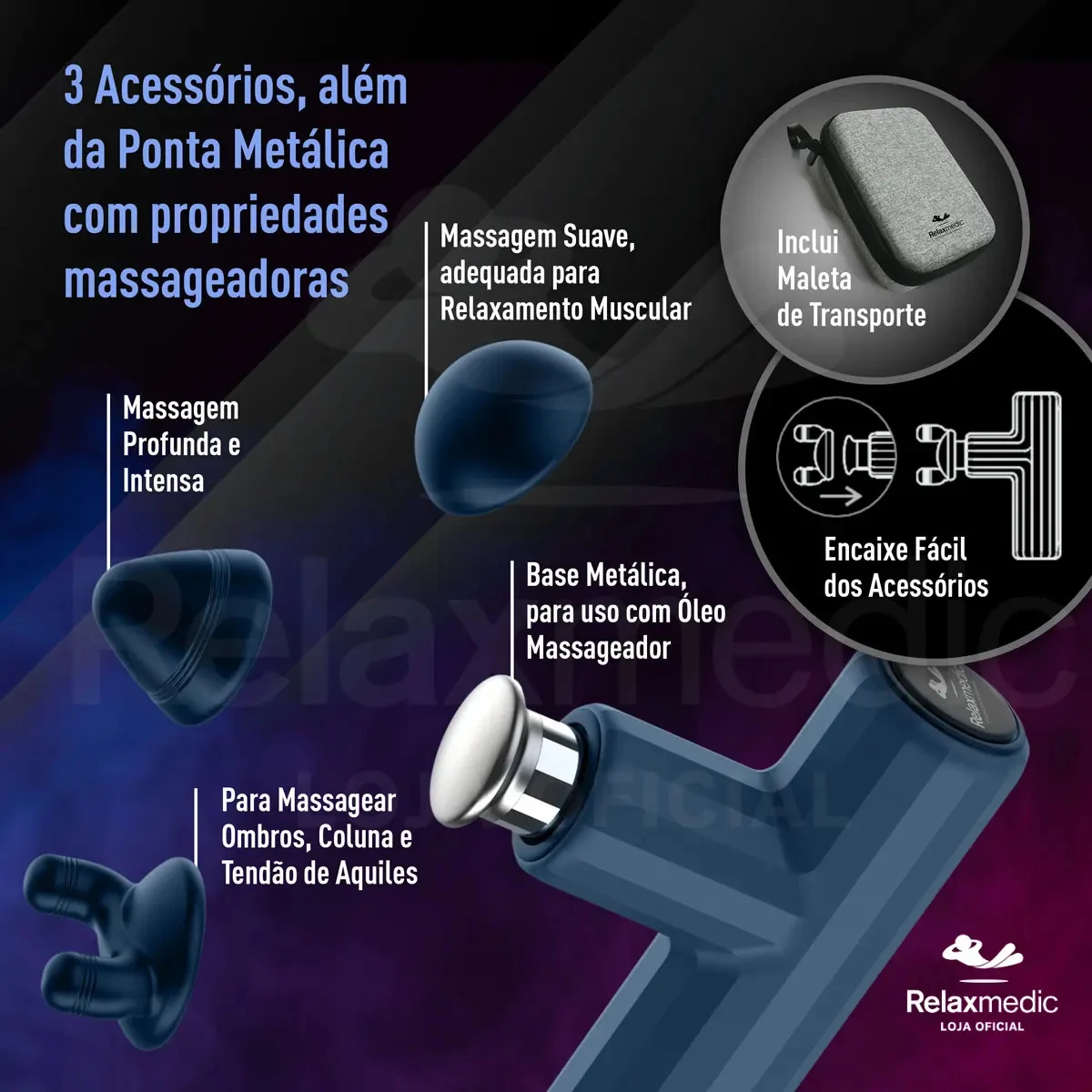 Pistola Massageadora Mini Relaxmedic Deep Therapy Azul