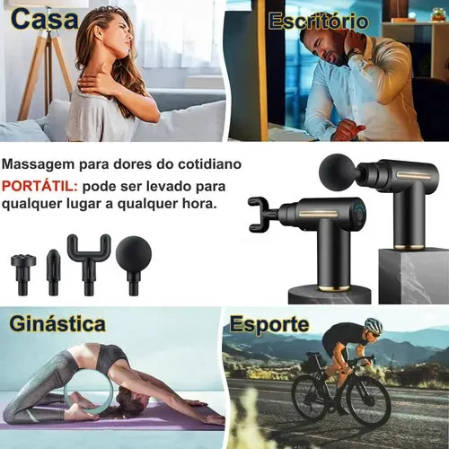 Pistola Massageadora Muscular Yin Yang com 6 Velocidades