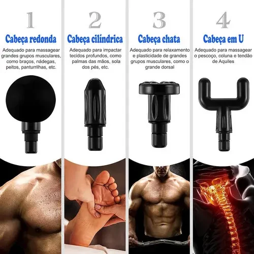 Pistola Massageadora Muscular Yin Yang com 6 Velocidades