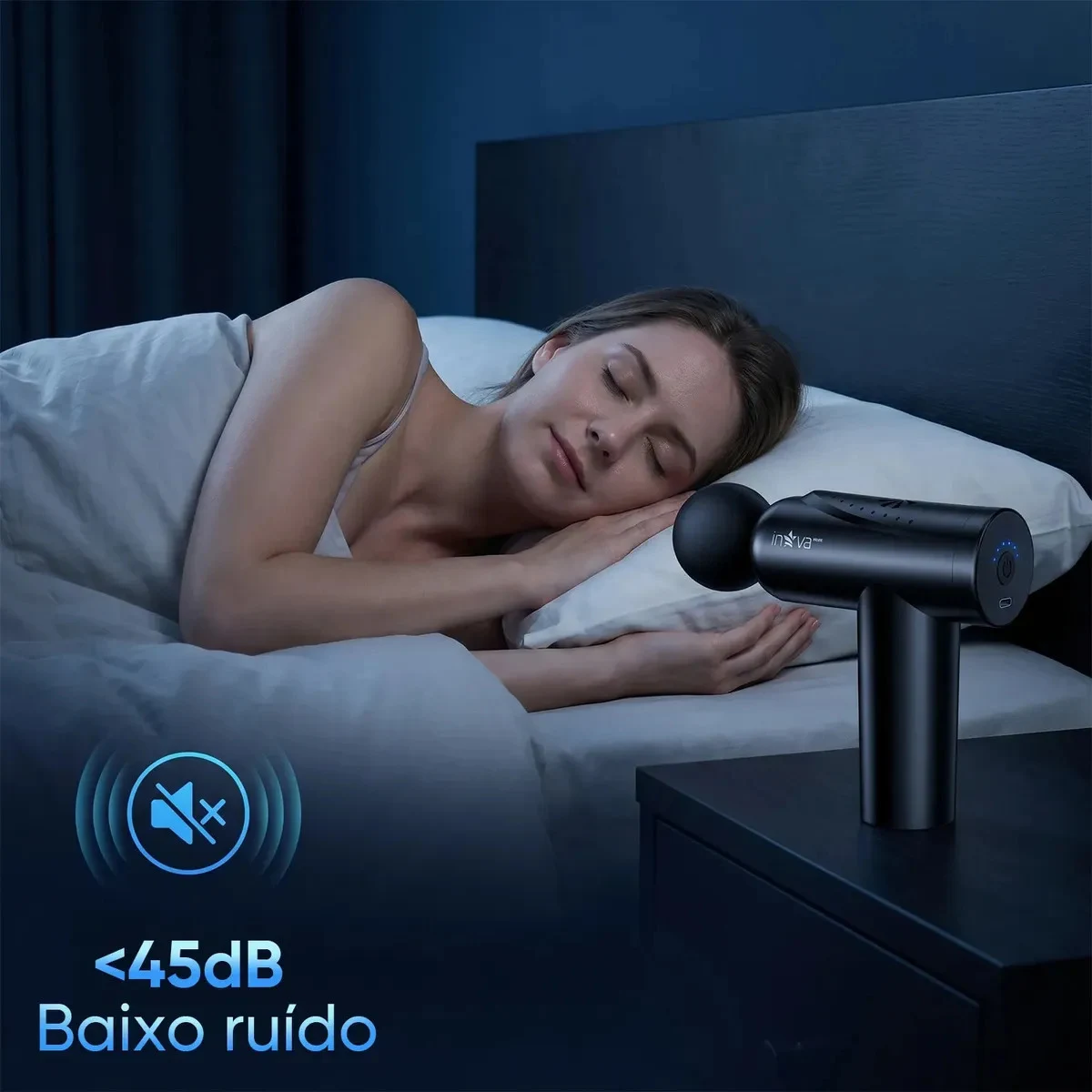 Pistola Massageadora Muscular Inova KV-780 Bivolt com 4 Cabeças