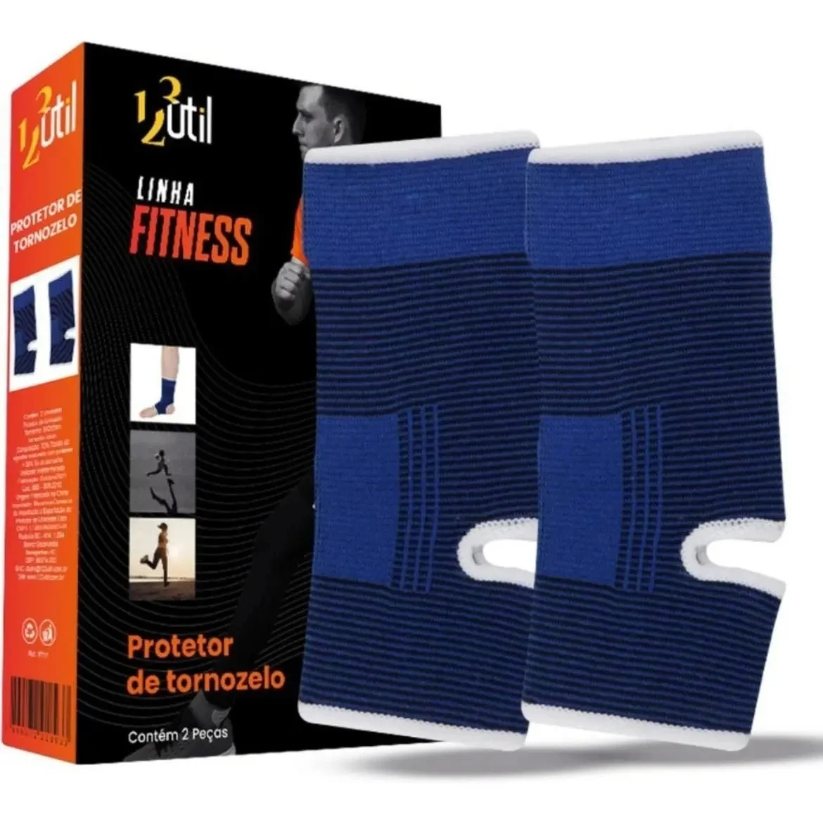 Tornozeleira Elástica Esportiva Azul – Par