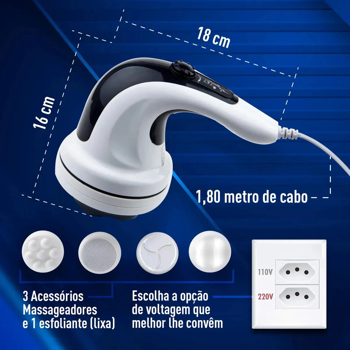 Massageador Elétrico Orbital Relaxmedic RM-MP4018A 2600 RPM Branco