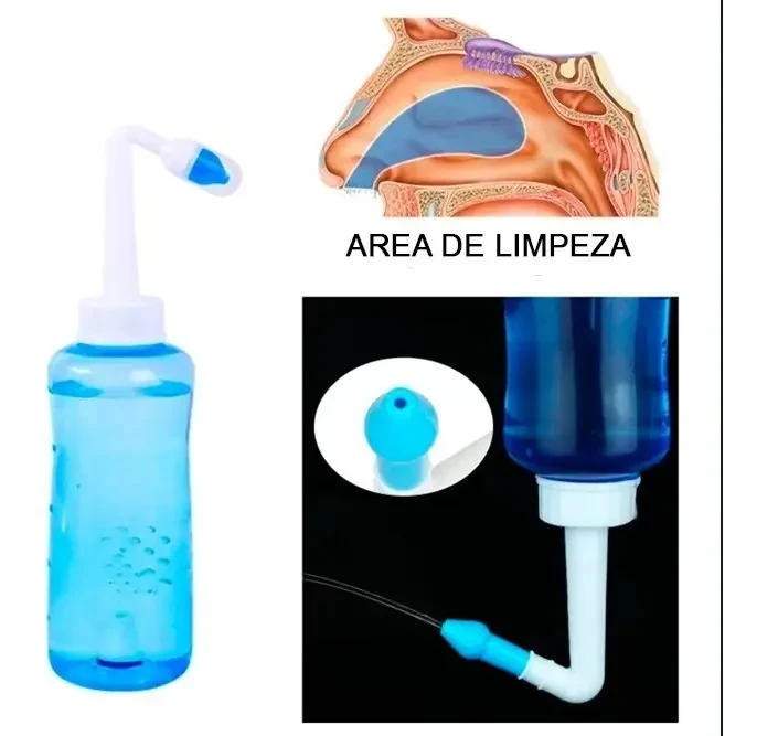 Ducha Nasal 300 mL Azul com 2 Bicos Removíveis