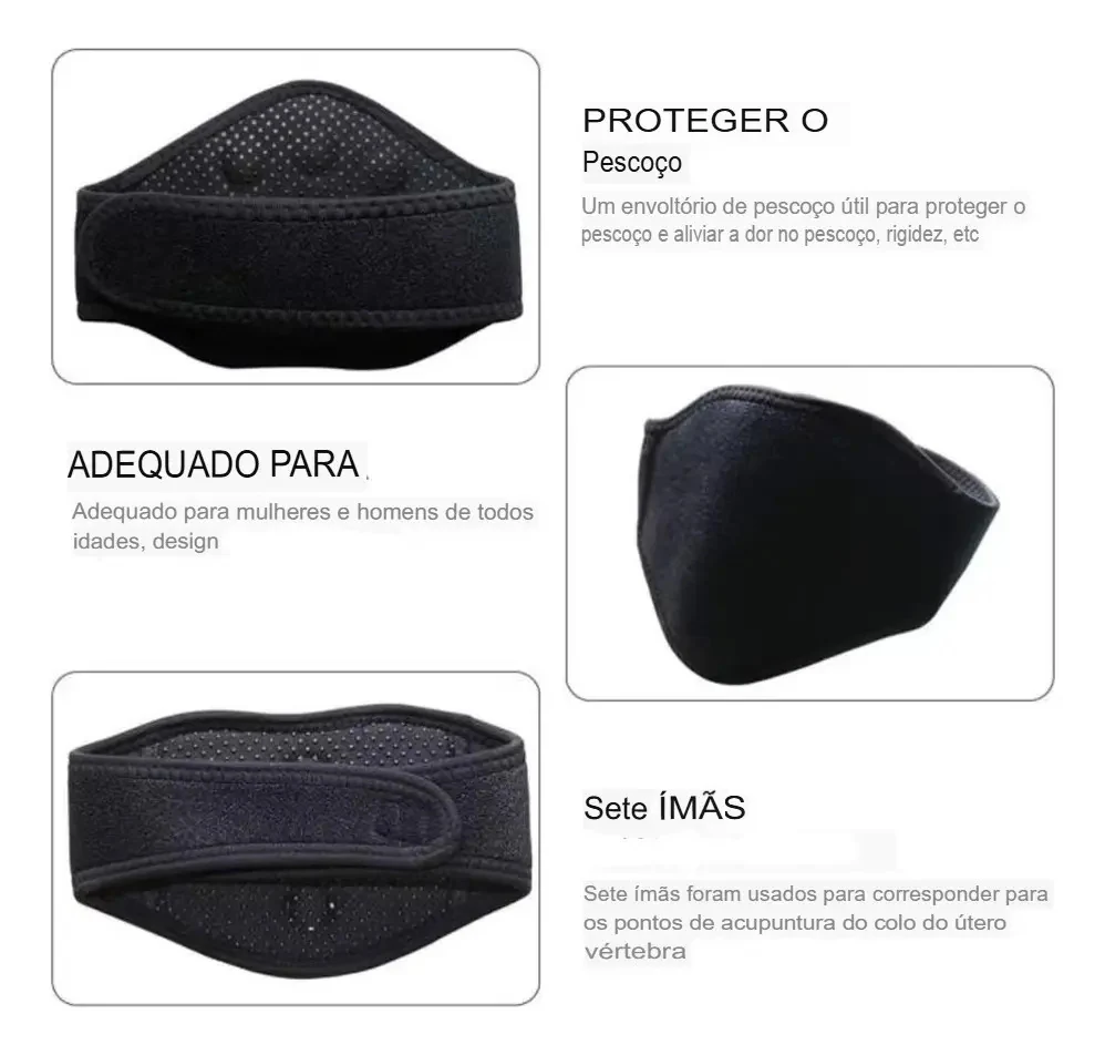 Suporte Pescoço Cinta Colar Magnético Dor Nuca Aquecimento
