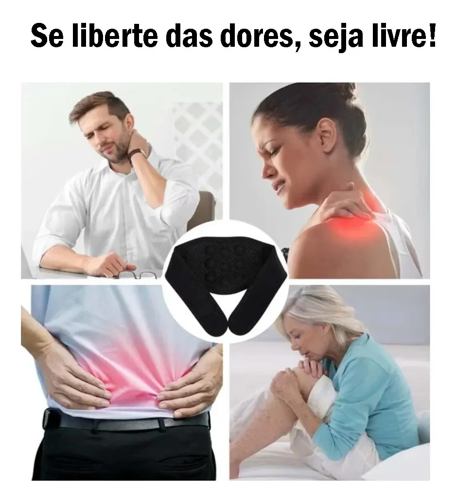 Suporte Pescoço Cinta Colar Magnético Dor Nuca Aquecimento