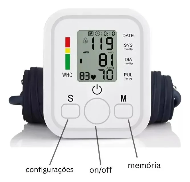 Tensiômetro Digital de Braço Automático Eskinoslog para Medir Pressão e Batimentos Cardíacos