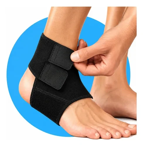 Tornozeleira de Neoprene Ajustável Bilateral Preta 18 a 30 cm