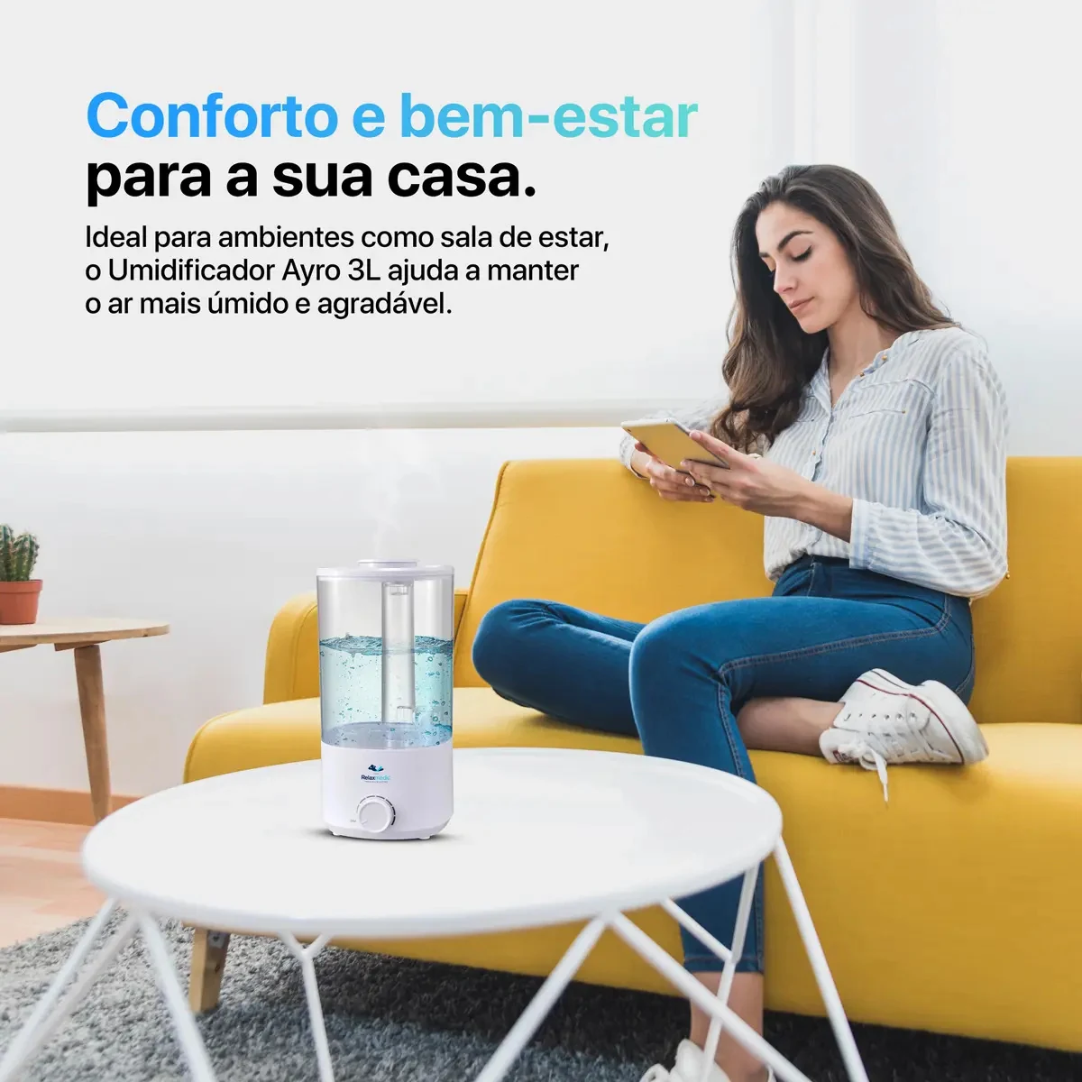 Umidificador Ayro 3l Com Névoa Contínua Relaxmedic Branco