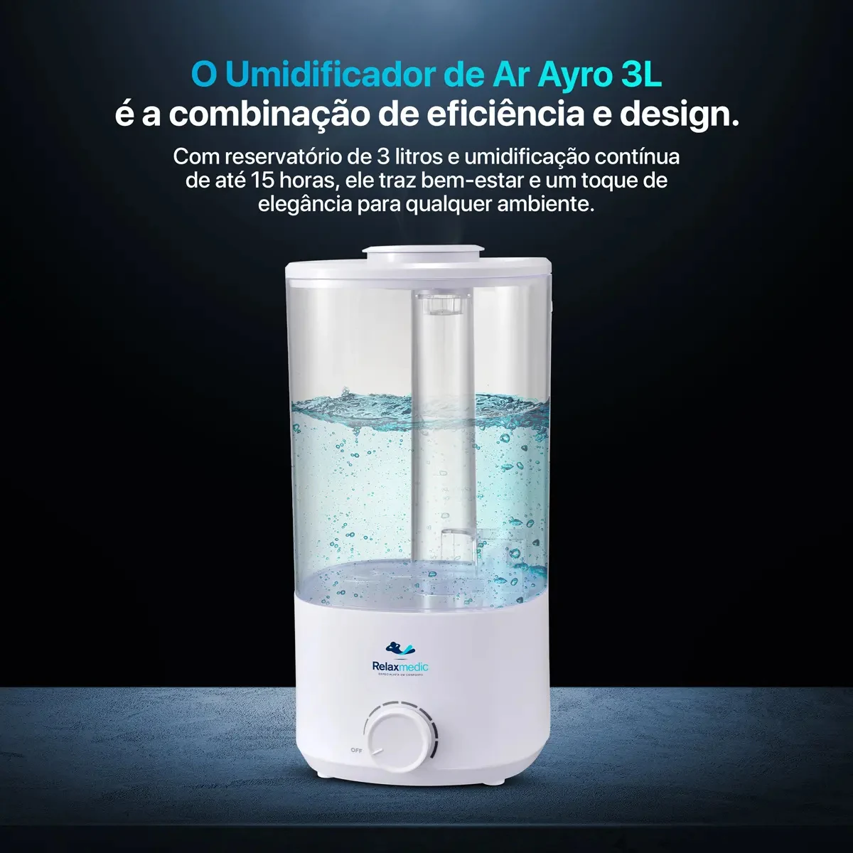 Umidificador Ayro 3l Com Névoa Contínua Relaxmedic Branco