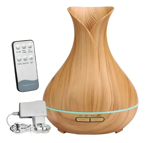 Umidificador Difusor de Aromas Luatek 400ml LED Madeira Claro Ultrassônico