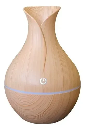 Umidificador Ultrassônico USB Madeira Difusor de Aroma Tulipa Marrom-Claro