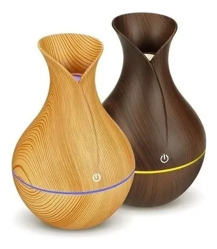 Umidificador Ultrassônico USB Madeira Tulipa Marrom-Escuro