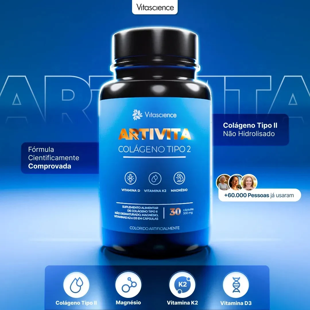 Kit Artivita Vitascience Colágeno Tipo 2 com 3 Potes de 30 Cápsulas